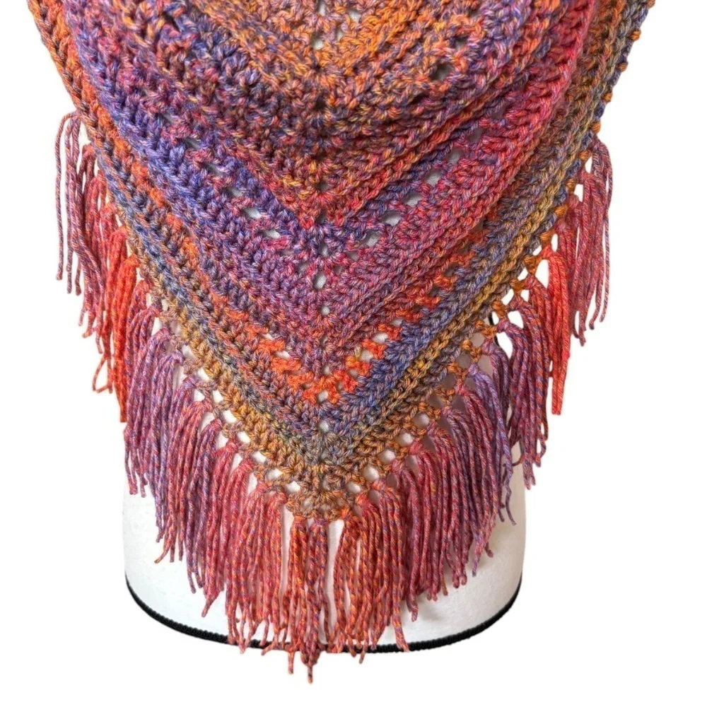 Handcrafted Crochet Cowl Neck Scarf‎ With Fringe New Handmade by Seller Knit